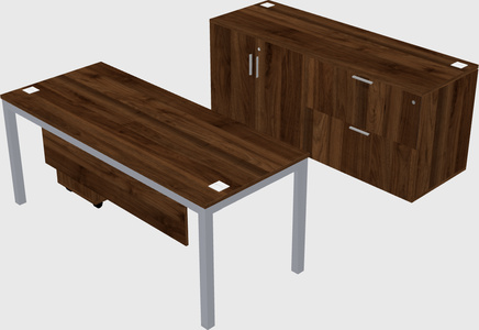 Parallel desk with credenza