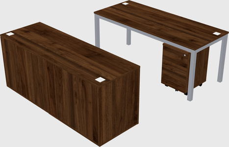 Parallel desk with credenza