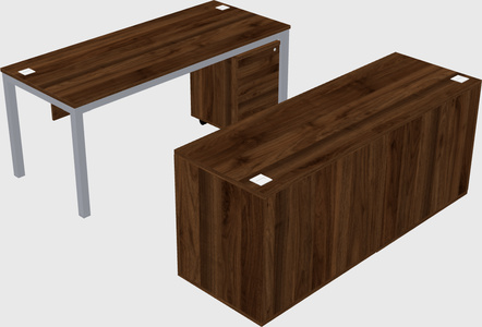 Parallel desk with credenza
