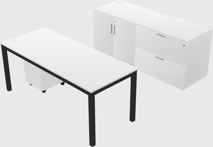 Parallel desk with credenza