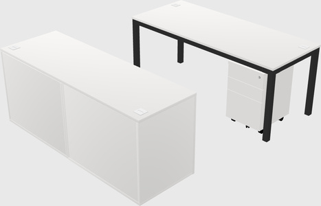 Parallel desk with credenza
