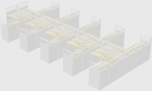 Shared l-shaped cubicle
