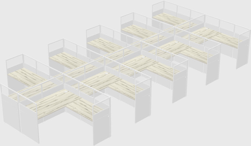 Shared l-shaped cubicle