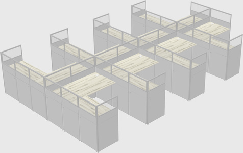 Shared l-shaped cubicle