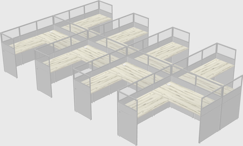 Shared l-shaped cubicle
