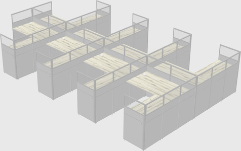 Shared l-shaped cubicle