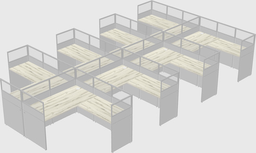 Shared l-shaped cubicle