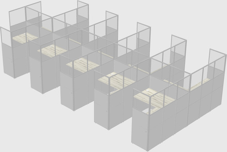 Shared l-shaped cubicle