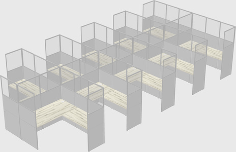 Shared l-shaped cubicle