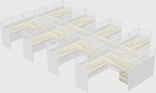 Shared l-shaped cubicle