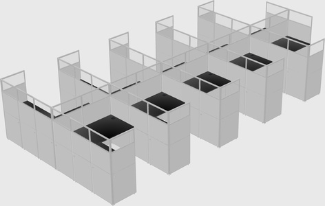 Shared l-shaped cubicle