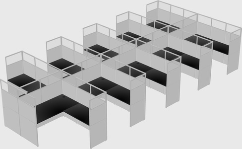 Shared l-shaped cubicle