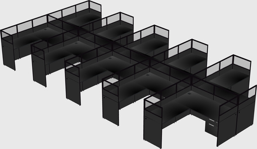 Shared l-shaped cubicle