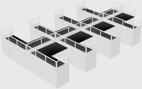 Shared l-shaped cubicle