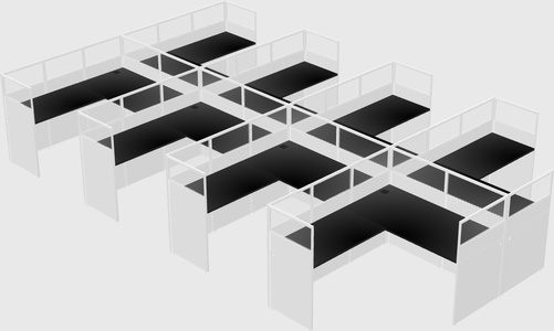 Shared l-shaped cubicle