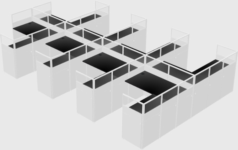Shared l-shaped cubicle