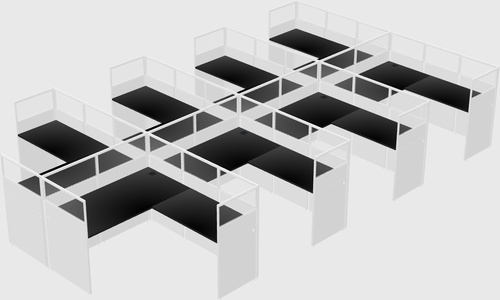 Shared l-shaped cubicle