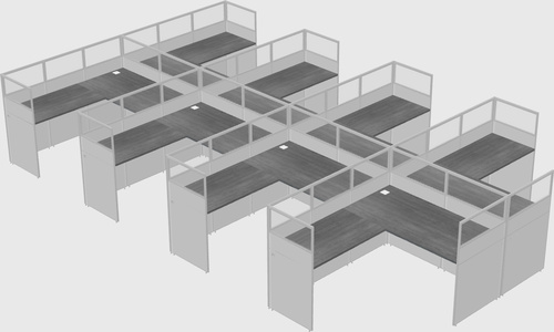 Shared l-shaped cubicle