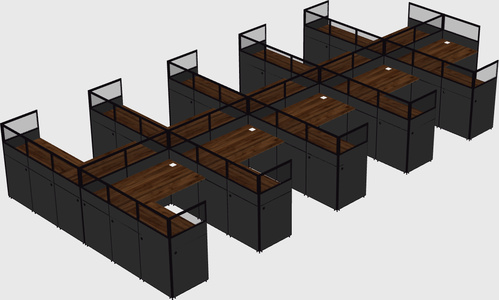 Shared l-shaped cubicle