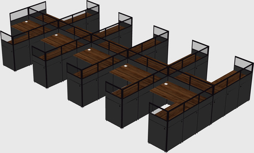 Shared l-shaped cubicle