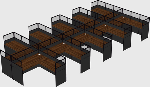 Shared l-shaped cubicle