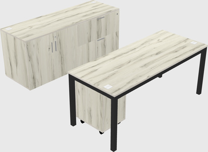 Parallel desk with credenza