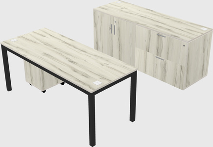 Parallel desk with credenza