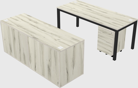 Parallel desk with credenza