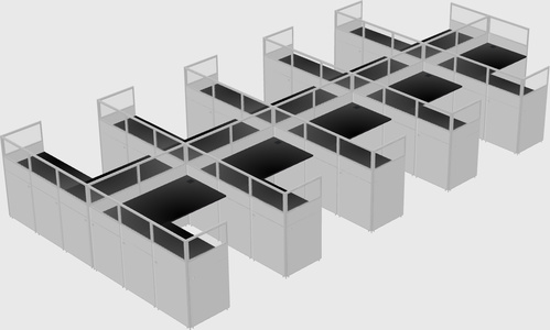 Shared l-shaped cubicle