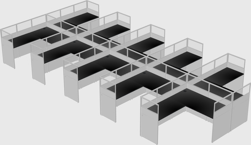 Shared l-shaped cubicle