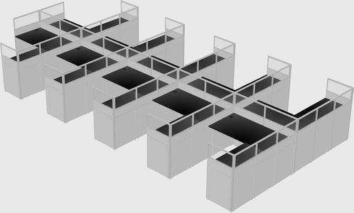 Shared l-shaped cubicle