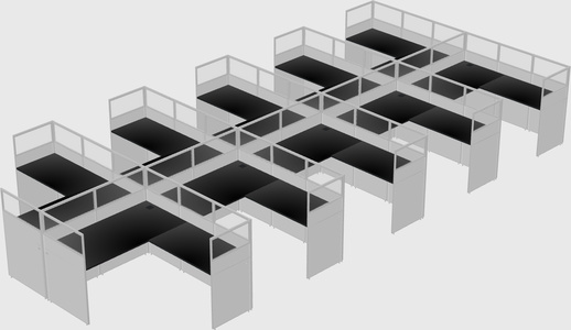 Shared l-shaped cubicle