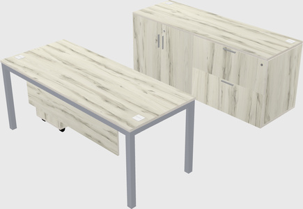 Parallel desk with credenza