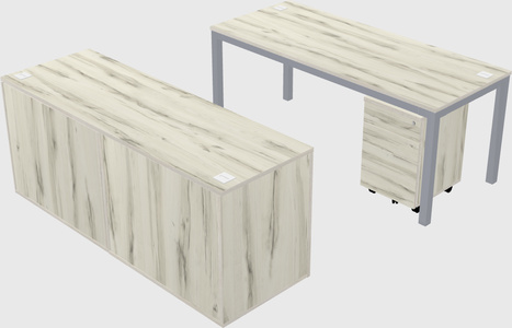 Parallel desk with credenza
