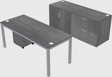 Parallel desk na may credenza