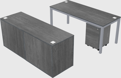 Parallel desk na may credenza