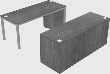 Parallel desk na may credenza
