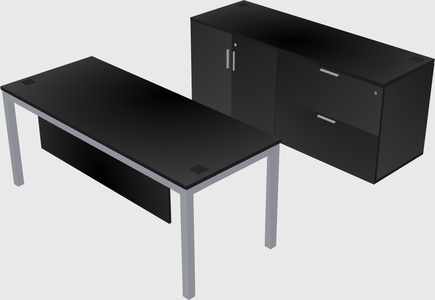 Parallel desk with credenza
