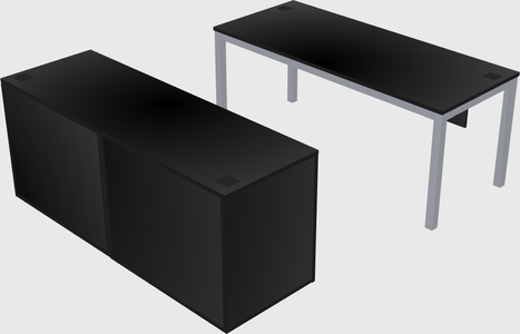 Parallel desk with credenza