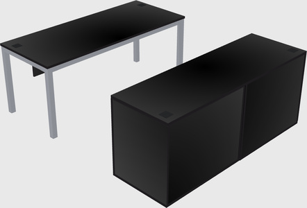 Parallel desk with credenza