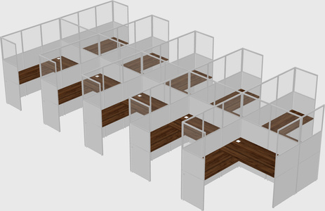 Shared l-shaped cubicle