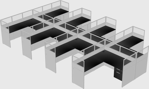 Shared l-shaped cubicle