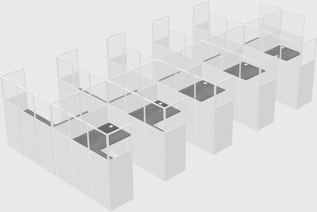 Shared l-shaped cubicle
