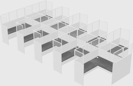 Shared l-shaped cubicle