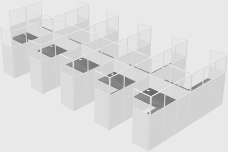 Shared l-shaped cubicle