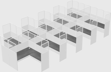 Shared l-shaped cubicle