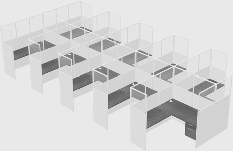 Shared l-shaped cubicle