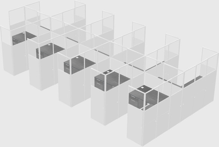 Shared l-shaped cubicle
