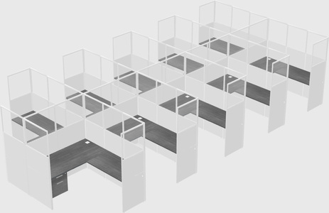 Shared l-shaped cubicle