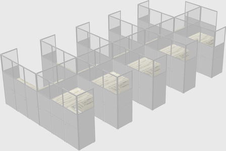 Shared l-shaped cubicle